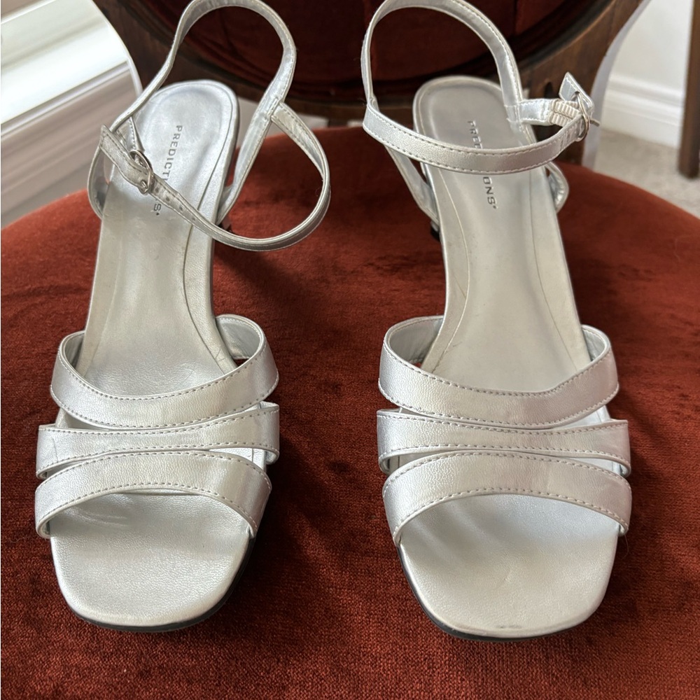 Silver kitten heels